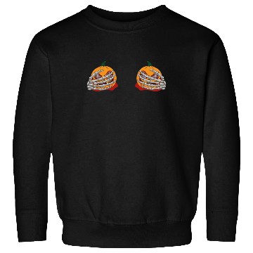 Discover Halloween Pumpkin Boob Skeleton Hand Sweatshirts
