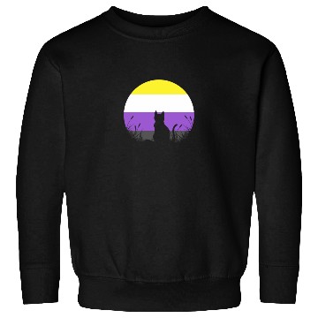 Discover Cat Moon LGBT Nonbinary Flag Sweatshirts
