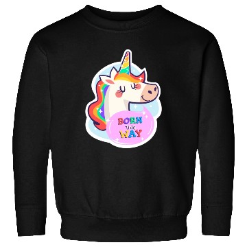 Discover Born This Way Pride LGBT Queer Unicorn Sticker Sweatshirts