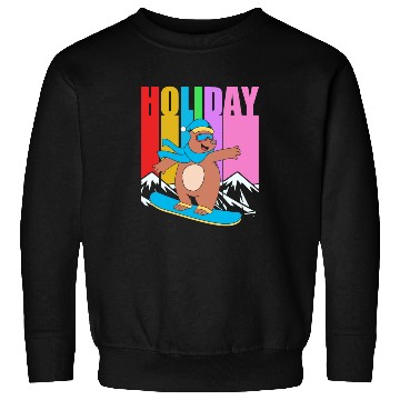 Discover Winter Holiday Bear Snowboard Retro Snowboarding Sweatshirts