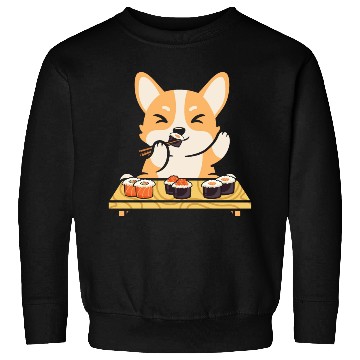 Discover Kawaii Dog Eating Sushi Rolls Sweatshirts