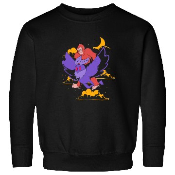 Discover Bigfoot Riding Mothman Funny Cryptozoology Sweatshirts