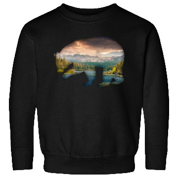 Discover Bear bear silhouette with forest fill Sweatshirts