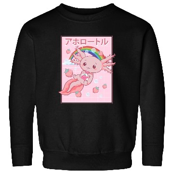 Discover Kawaii Axolotl Strawberry Milk Sweatshirts