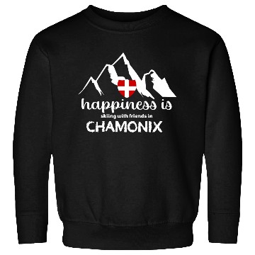 Discover Happiness is skiing with friends in Chamonix Sweatshirts