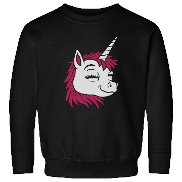 Discover Cartoon face happy unicorn Sweatshirts