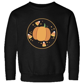Discover Pumkpin on a circle with candy corn Sweatshirts