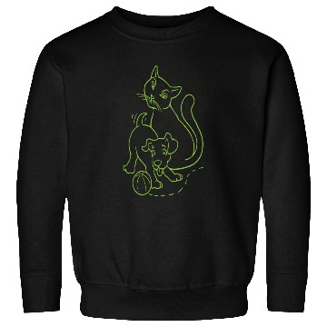 Discover Cat And Dog Green Sweatshirts