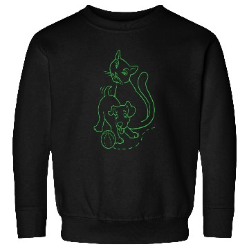 Discover Cat And Dog Green One Sweatshirts