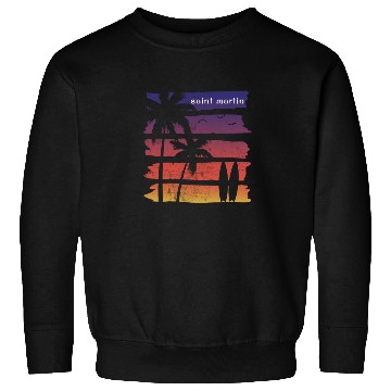 Discover Cool Saint Martin Surfing Fan Beach Palm Tree Sweatshirts