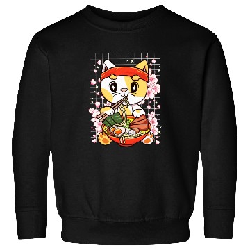 Discover Gatito Comiendo Ramen Kawaii Anime Sweatshirts
