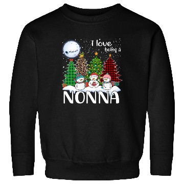 Discover I Love Being A Nonna Snowman Xmas Leopard Tree Sweatshirts