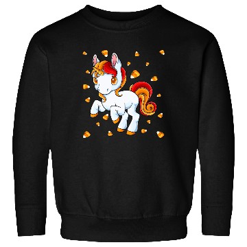 Discover Halloween Unicorn Pony Candy Corn Halloween Sweatshirts