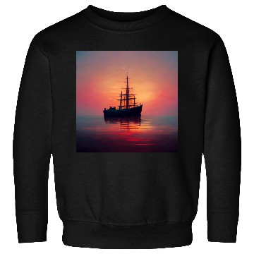 Discover Old Ship in sunset great scenery, oil paint Sweatshirts