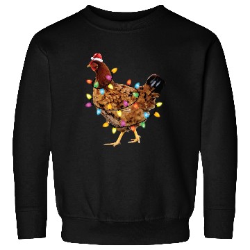 Discover Christmas Lights Santa Chicken Funny Xmas Tree Sweatshirts