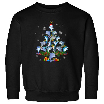 Discover Cute Dolphin Christmas Tree Pet Dolphin Lover Sweatshirts
