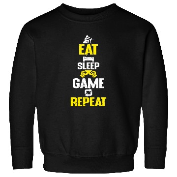Discover Eat sleep game repeat design funny gaming meme Sweatshirts