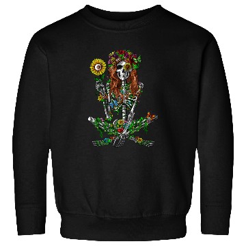 Discover Skeleton Hippie Psychedelic Sunflower Nature Flora Sweatshirts