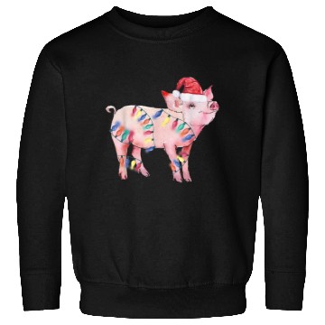 Discover Santa Pig Christmas Lights Pig Lover Christmas Sweatshirts
