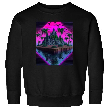 Discover Vaporwave Aesthetic Tropic Island With Palms And Sweatshirts