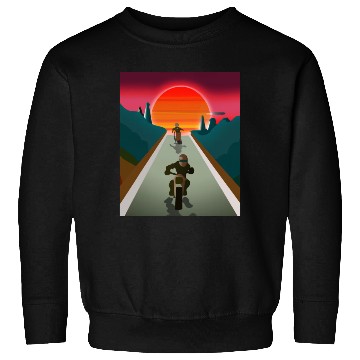 Discover Dirt Bike Rider Sunset Mountain Road Sweatshirts