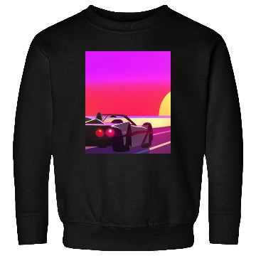 Discover Synthwave Outrun Sports Car Beach Sunset Sweatshirts