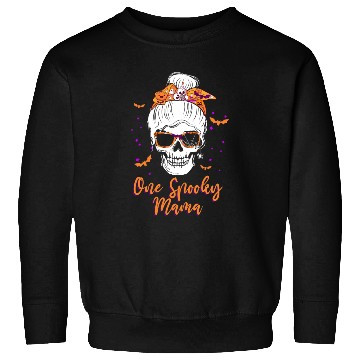 Discover One Spooky Mama Skull Pumpkin Halloween Sweatshirts