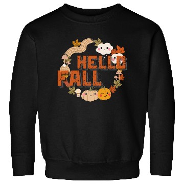 Discover Hello Fall Cute Nature Autumn leaves Pumpkins Sweatshirts