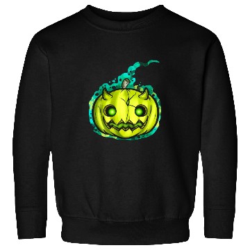 Discover Green Pumpkin Spirit With Horns Halloween Sweatshirts
