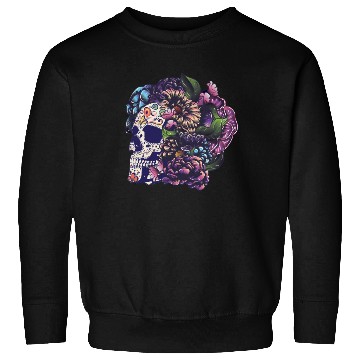 Discover Halloween Sugar Skull And Flowers Sweatshirts