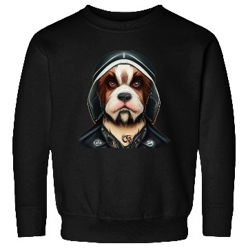Discover Biker Saint Bernard's dog portrait motorcycle Sweatshirts