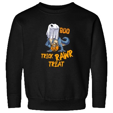 Discover Halloween Trick Rawr Treat T-Rex Ghost Sweatshirts