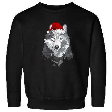 Discover Grey Wolf Christmas Santa Hat Wolves Lover Wolfmas Sweatshirts