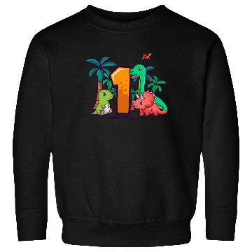 Discover 1st Birthday T-Rex Triceratops Dinosaur 1 Year Sweatshirts
