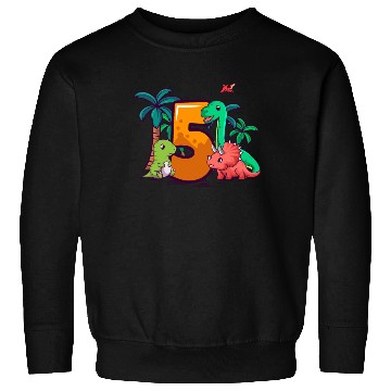 Discover 5th Birthday Trex Triceratops Dinosaur 5 Year Sweatshirts