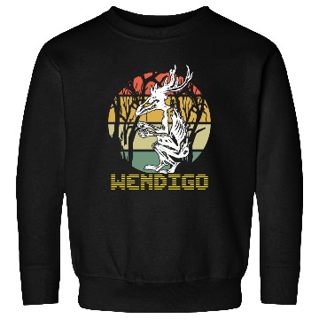 Discover Vintage Folk Wendigo Halloween Cryptid Monster Sweatshirts