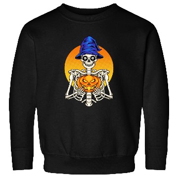 Discover Skeleton Wizard With Scary Pumpkin - Halloween Sweatshirts