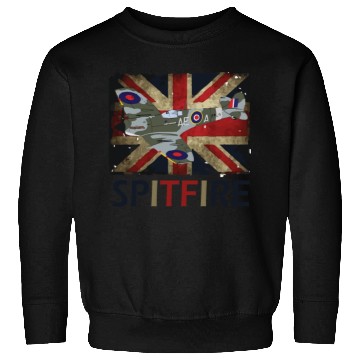 Discover Spitfire WW2 Fighter Aircraft Airplane Union Jack Sweatshirts