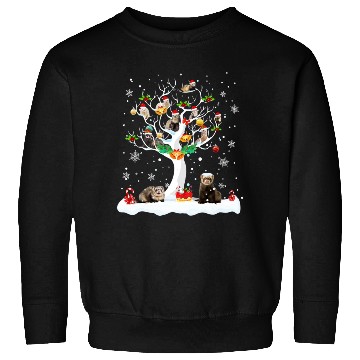 Discover Ferret Christmas On Winter Tree Ferret Lover Sweatshirts