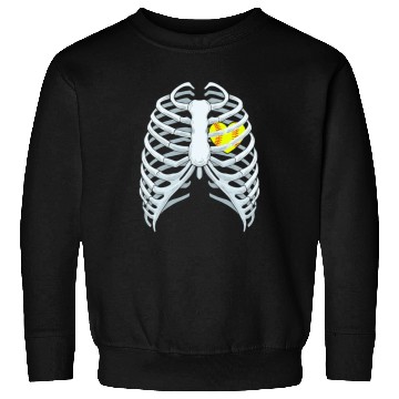 Discover Funny Softbal Heart Skeleton Rib Cage Halloween Sweatshirts