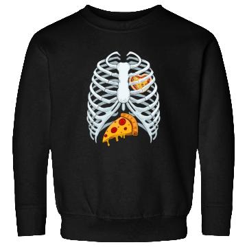 Discover Funny PIzza Skeleton Rib Cage Halloween Costume Sweatshirts
