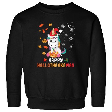 Discover Unicorn Lover Halloween Happy Hallothanksmas Sweatshirts