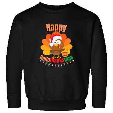 Discover Happy Hallothanksmas Trick or Treat Santa Turkey Sweatshirts