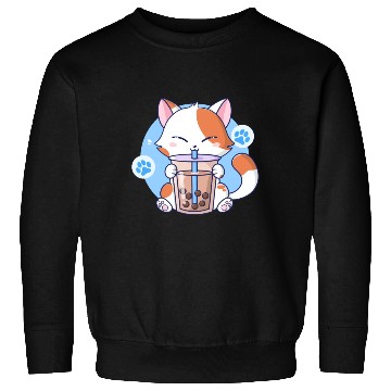 Discover Cat Boba Tea Bubble Tea Kawaii Anime Japanese Neko Sweatshirts