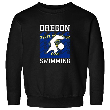 Discover Oregon Flag Swimming Team Pacific Swim Swimmer US Sweatshirts
