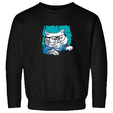 Discover Stylish Nerd Persian Cat Beanie Glasses Tattoo Sweatshirts