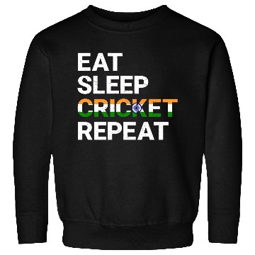 Discover Eat Sleep Cricket Repeat IND Flag Sports Gift Sweatshirts