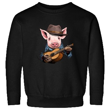 Discover Acoustic Guitar Pig Guitar Player Farm Animal Sweatshirts