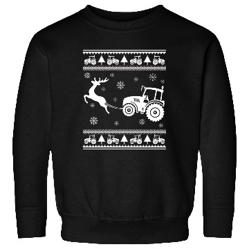 Discover Farm Tractor Reindeer Fun Christmas Sweater Farmer Sweatshirts