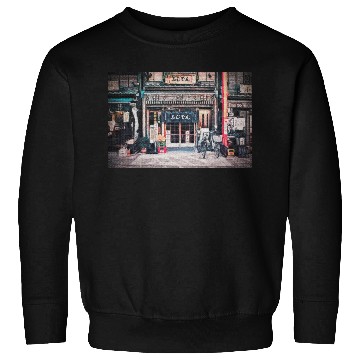 Discover Vintage Bicycle by a Tiny Nostalgic Store Painting Sweatshirts